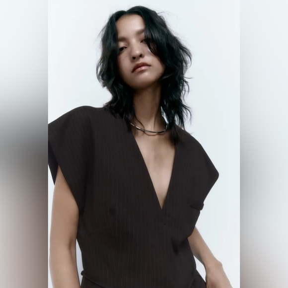 ZARA ~ Pinstripe Midi Tuxedo Dress Suit - Picture 5 of 11